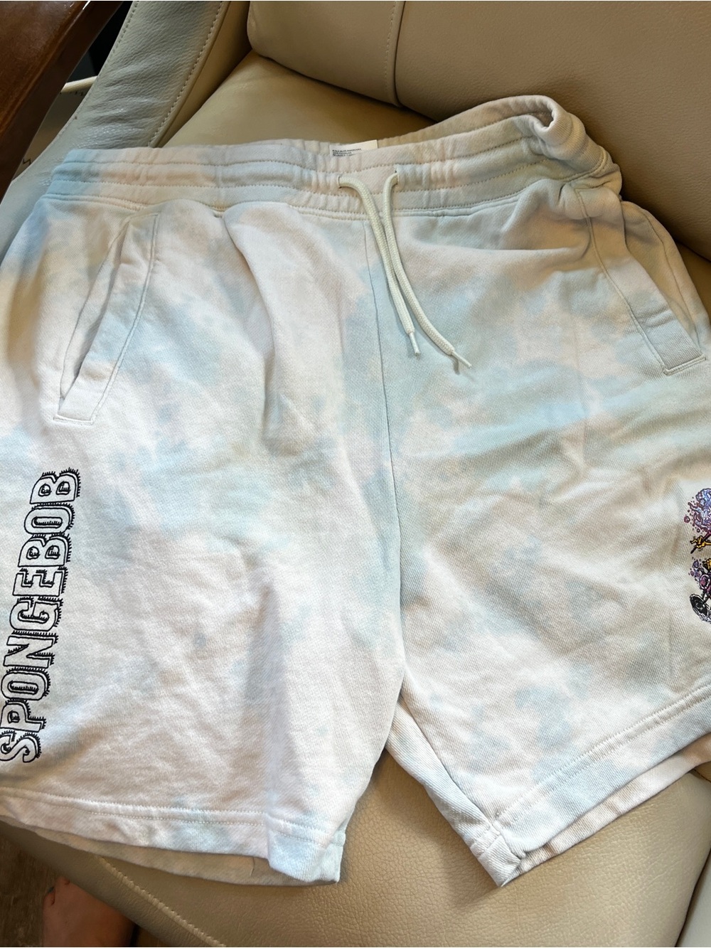 H&M Light Blue Tie-Dye SpongeBob Men's Athletic Shorts Small